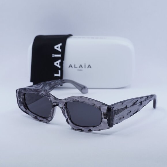 🕶️ New Azzedine Alaïa AA0079S 004 Sunglasses- Shiny Transparent Dark Grey Frame - Picture 11 of 11